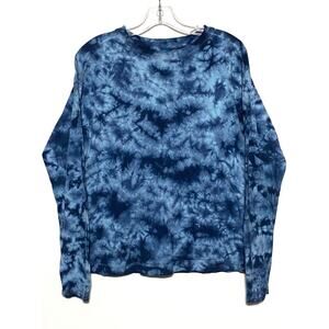 Old Navy Blue Tie Dye Vintage Loose Tee Long Sleeve Womens Small Tall S Tall
